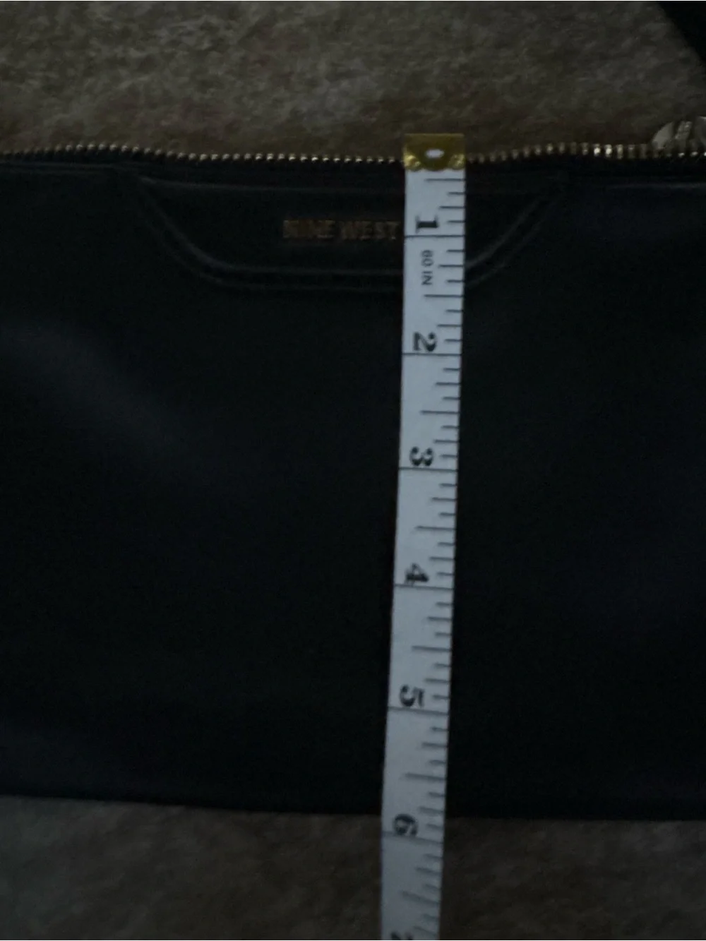 Nine West Black Leather Wristlet with Gold Hardware